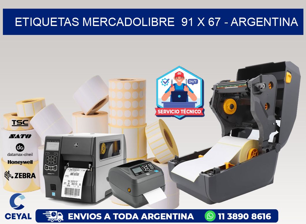 ETIQUETAS MERCADOLIBRE  91 x 67 - ARGENTINA