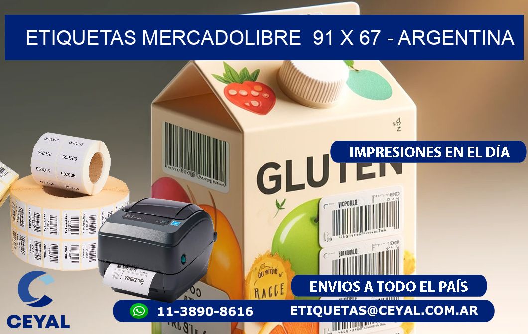 ETIQUETAS MERCADOLIBRE  91 x 67 - ARGENTINA