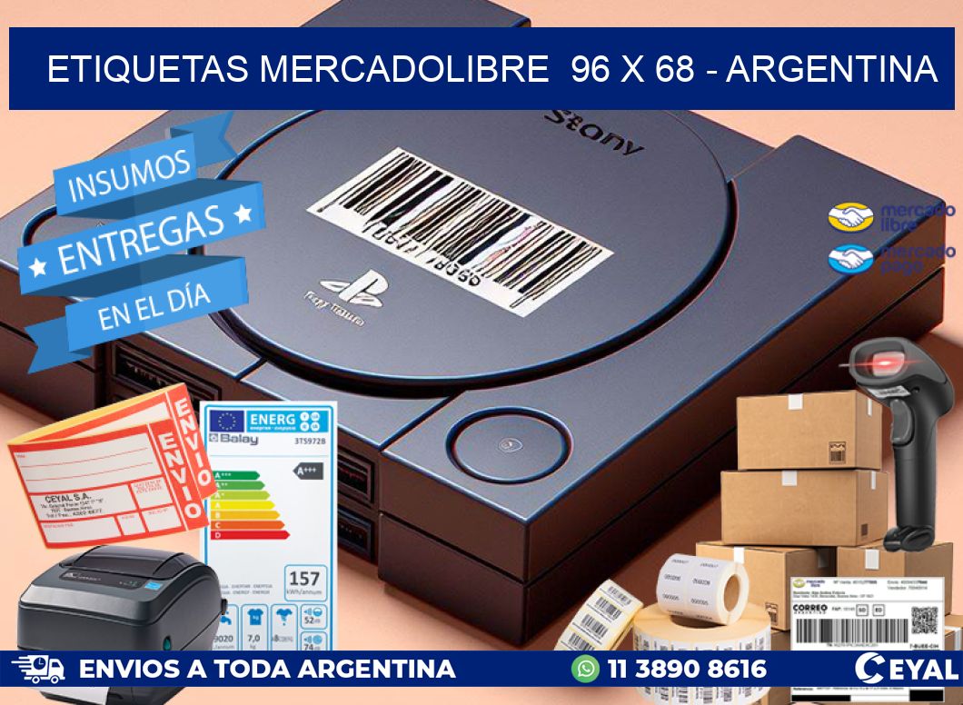 ETIQUETAS MERCADOLIBRE  96 x 68 - ARGENTINA