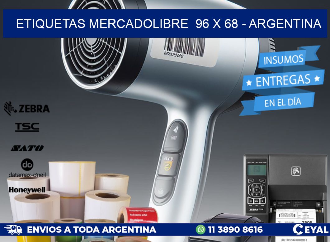 ETIQUETAS MERCADOLIBRE  96 x 68 - ARGENTINA