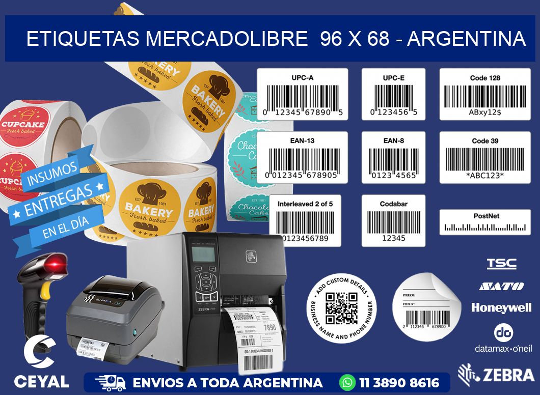 ETIQUETAS MERCADOLIBRE  96 x 68 - ARGENTINA