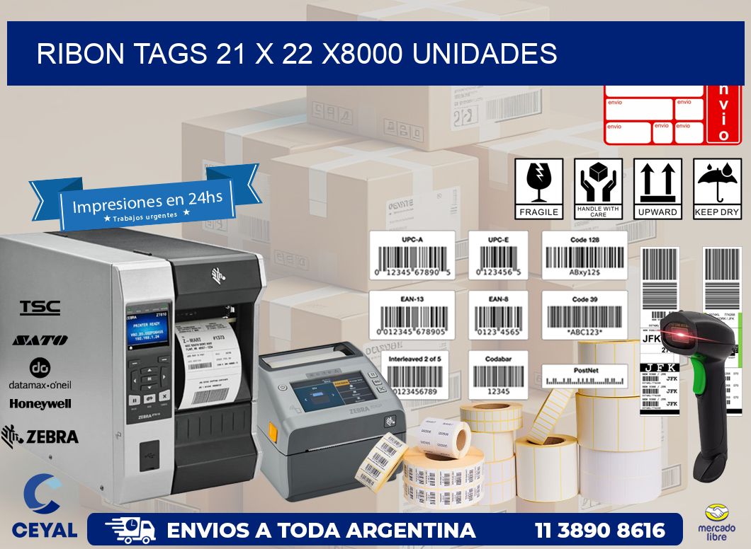 RIBON TAGS 21 x 22 X8000 UNIDADES