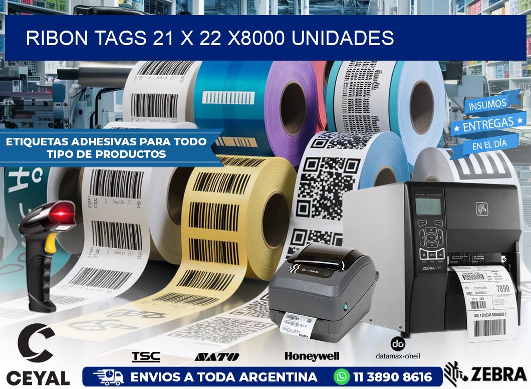 RIBON TAGS 21 x 22 X8000 UNIDADES