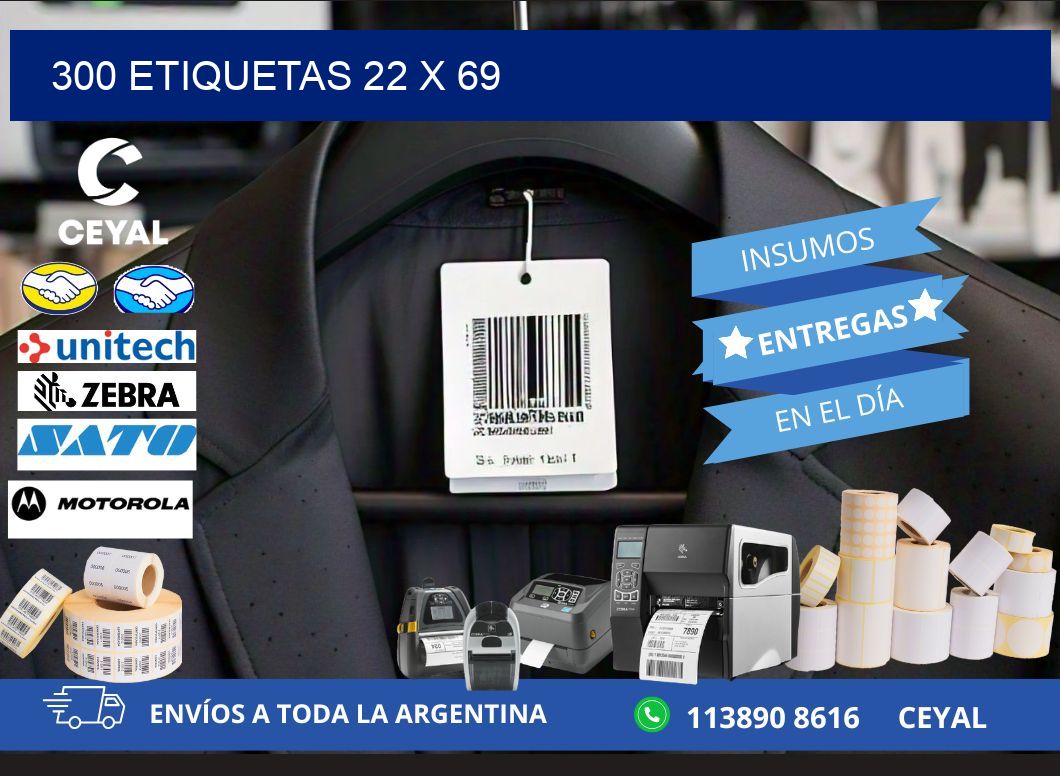 300 ETIQUETAS 22 x 69