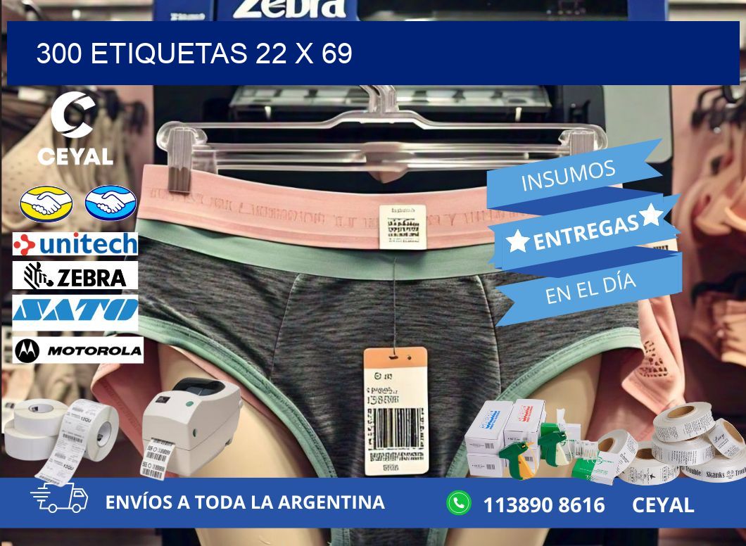 300 ETIQUETAS 22 x 69