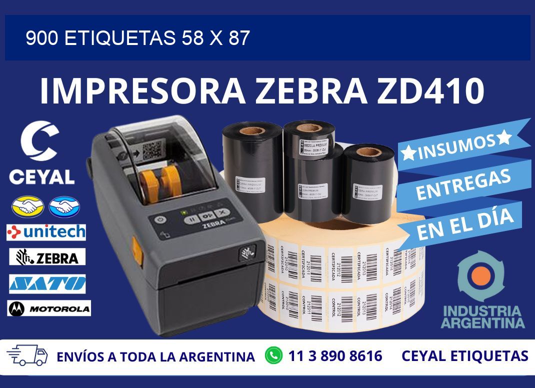 900 ETIQUETAS 58 x 87