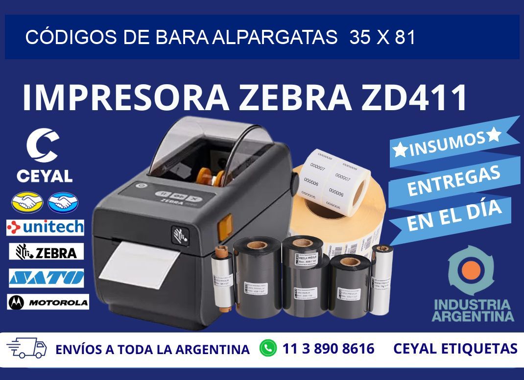 CÓDIGOS DE BARA ALPARGATAS  35 x 81