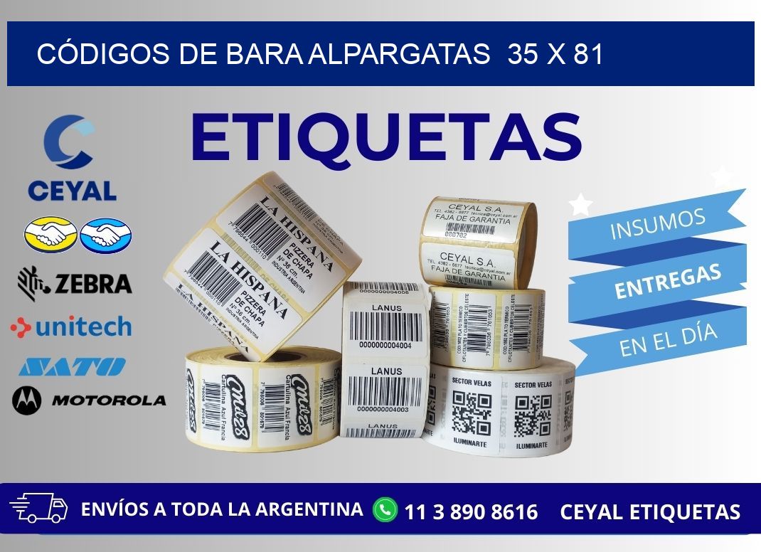 CÓDIGOS DE BARA ALPARGATAS  35 x 81