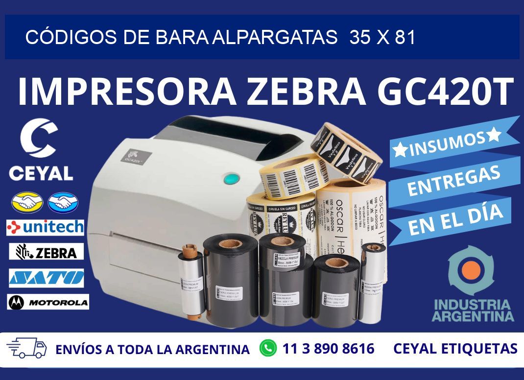 CÓDIGOS DE BARA ALPARGATAS  35 x 81