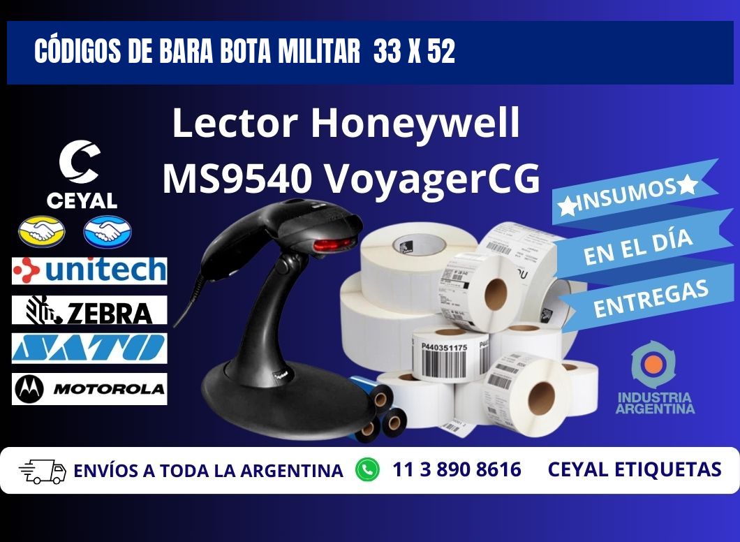 CÓDIGOS DE BARA BOTA MILITAR  33 x 52