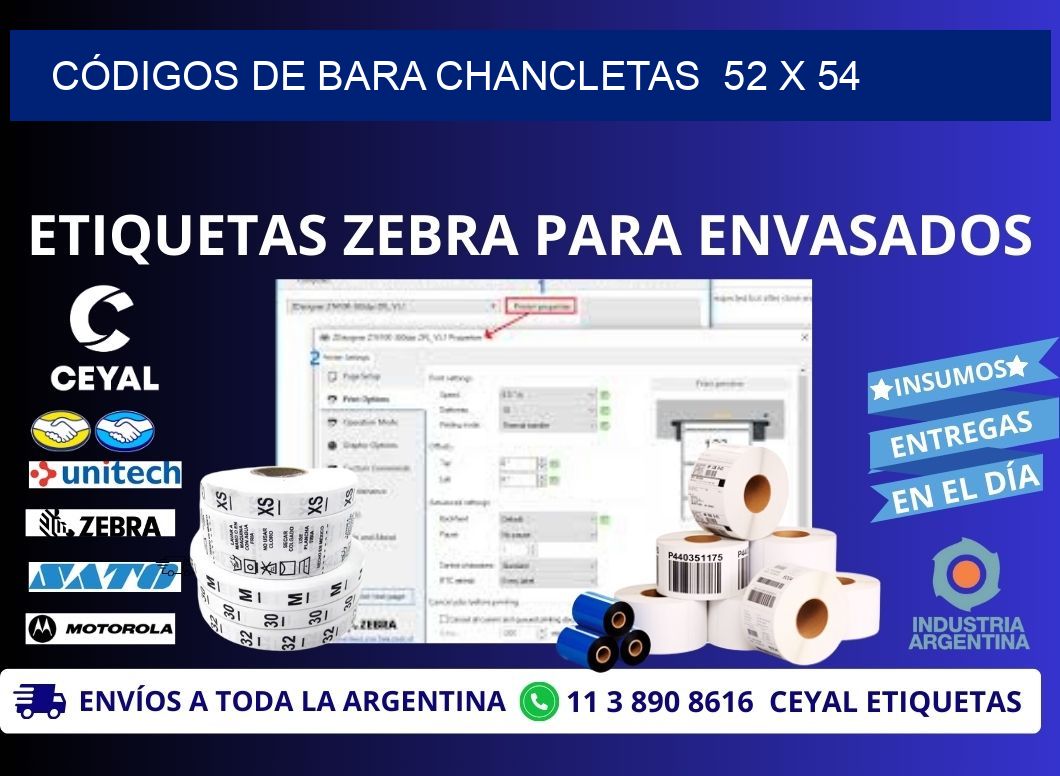 CÓDIGOS DE BARA CHANCLETAS  52 x 54