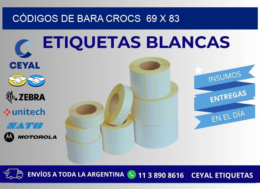 CÓDIGOS DE BARA CROCS  69 x 83
