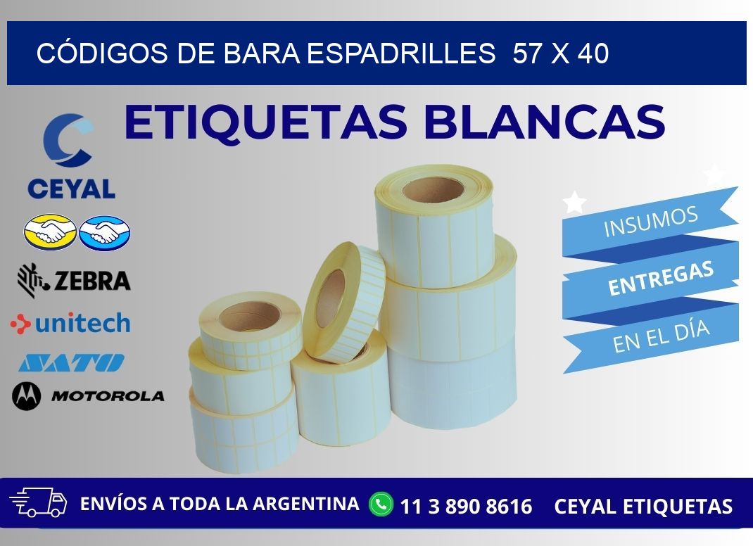 CÓDIGOS DE BARA ESPADRILLES  57 x 40