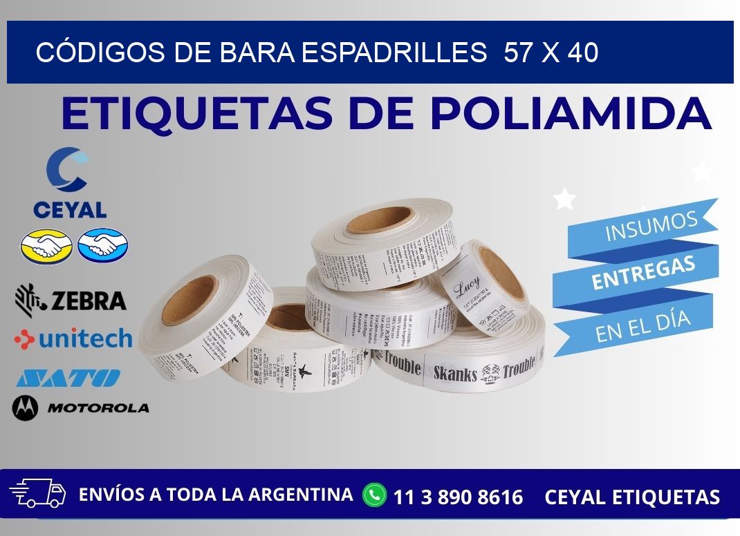 CÓDIGOS DE BARA ESPADRILLES  57 x 40