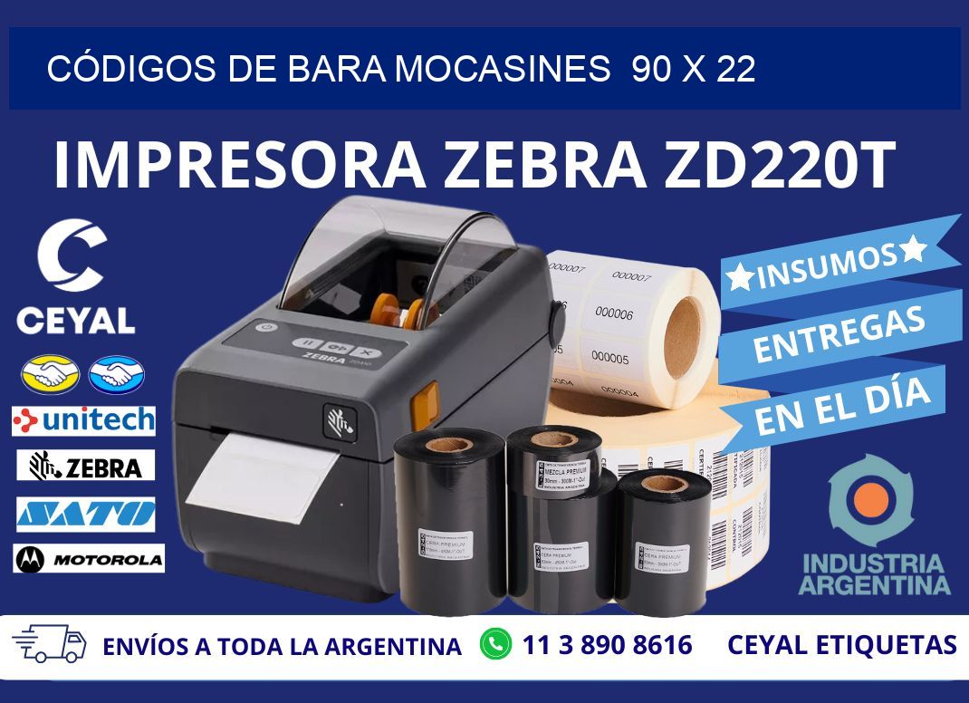 CÓDIGOS DE BARA MOCASINES  90 x 22