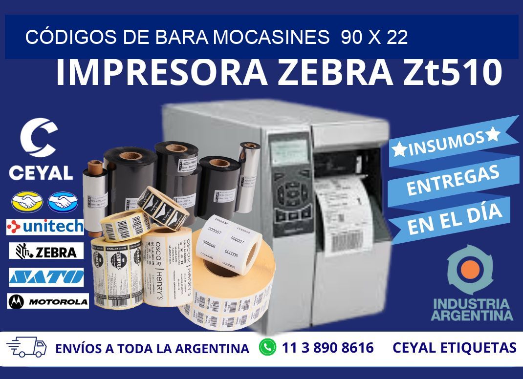 CÓDIGOS DE BARA MOCASINES  90 x 22