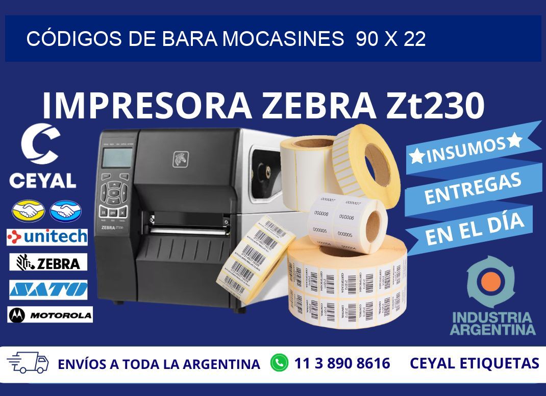 CÓDIGOS DE BARA MOCASINES  90 x 22