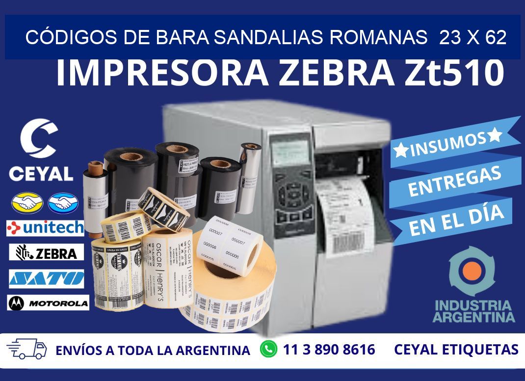 CÓDIGOS DE BARA SANDALIAS ROMANAS  23 x 62