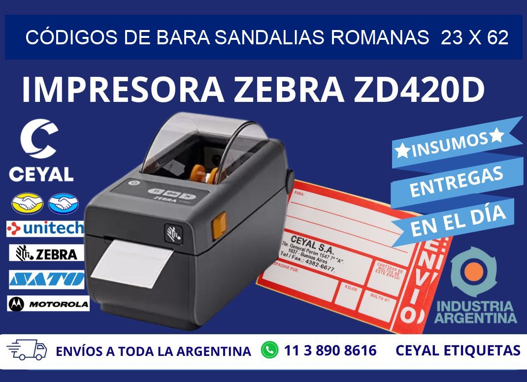 CÓDIGOS DE BARA SANDALIAS ROMANAS  23 x 62
