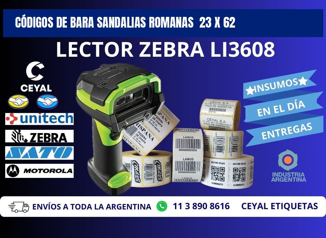 CÓDIGOS DE BARA SANDALIAS ROMANAS  23 x 62