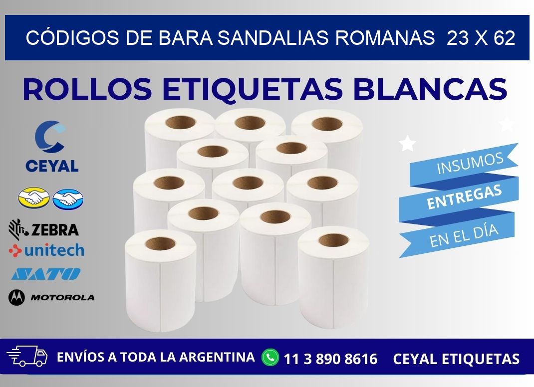 CÓDIGOS DE BARA SANDALIAS ROMANAS  23 x 62