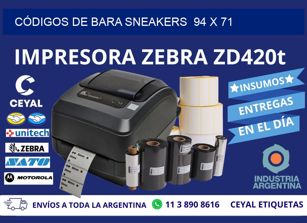CÓDIGOS DE BARA SNEAKERS  94 x 71