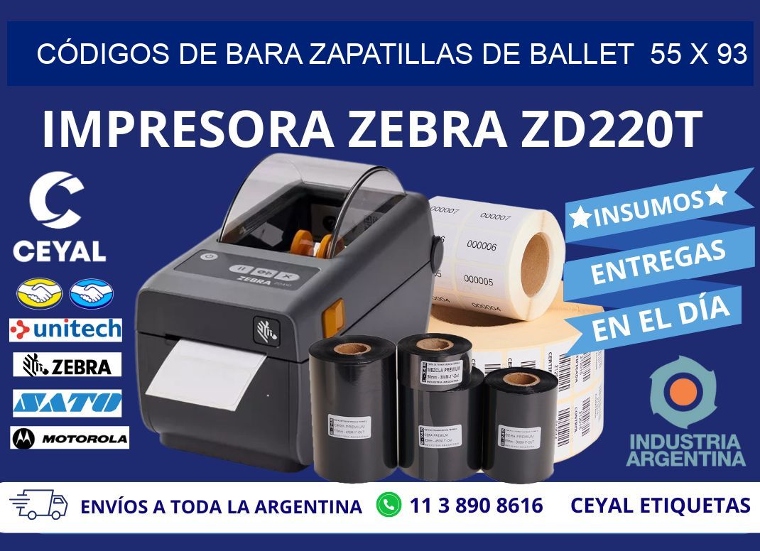 CÓDIGOS DE BARA ZAPATILLAS DE BALLET  55 x 93