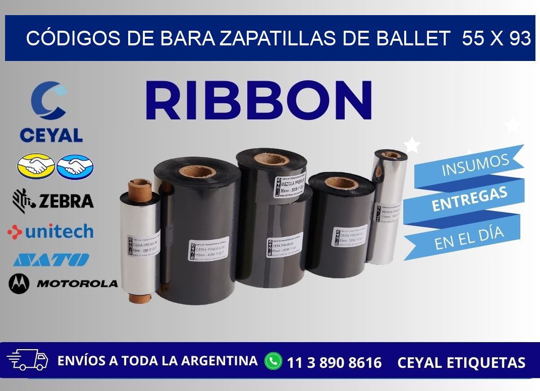 CÓDIGOS DE BARA ZAPATILLAS DE BALLET  55 x 93