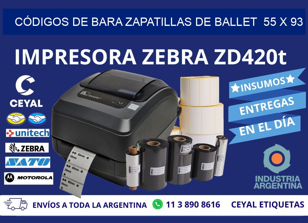CÓDIGOS DE BARA ZAPATILLAS DE BALLET  55 x 93