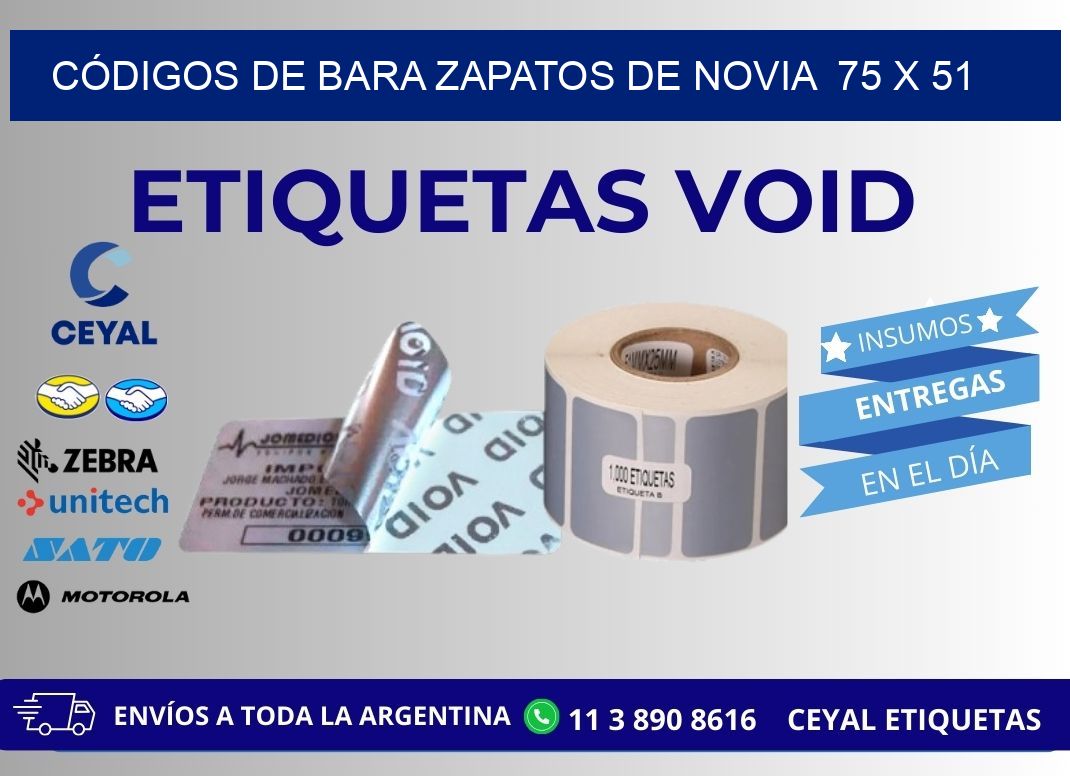 CÓDIGOS DE BARA ZAPATOS DE NOVIA  75 x 51