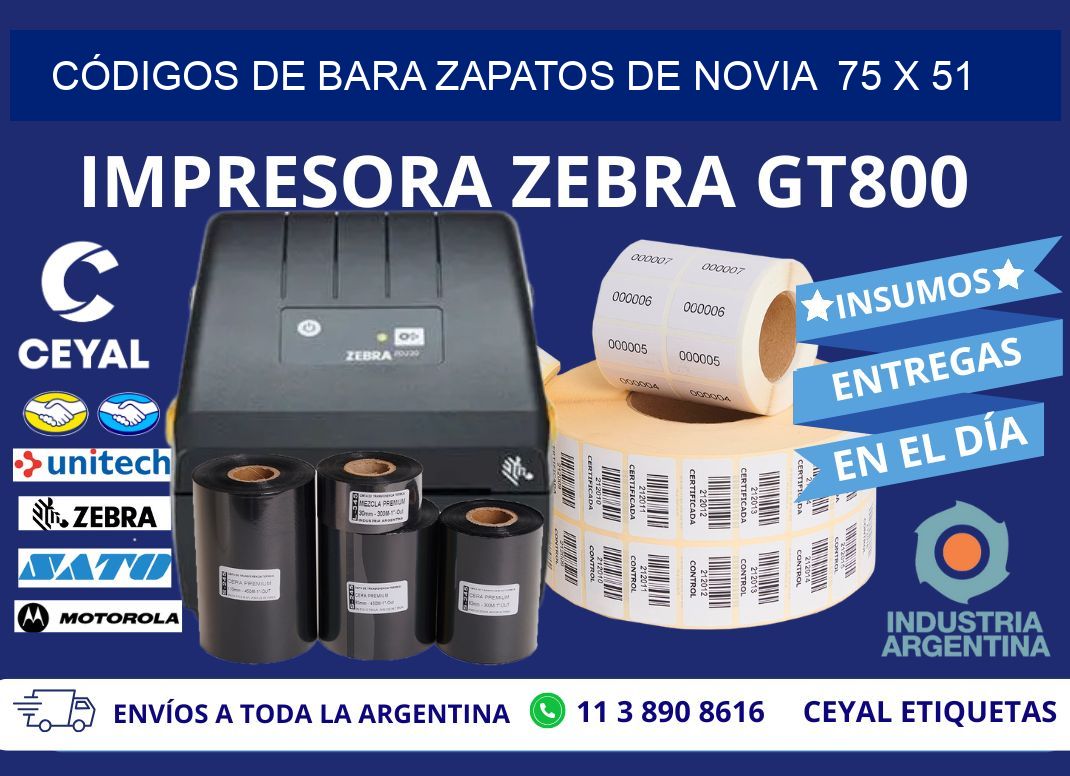 CÓDIGOS DE BARA ZAPATOS DE NOVIA  75 x 51