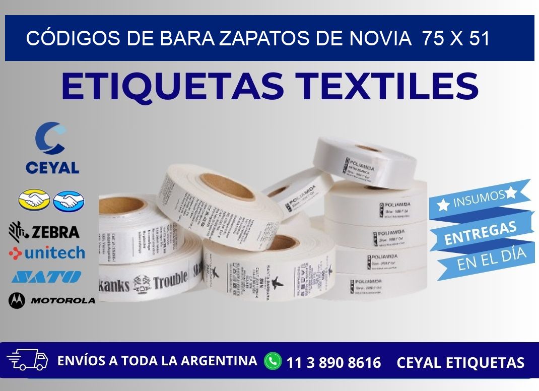CÓDIGOS DE BARA ZAPATOS DE NOVIA  75 x 51