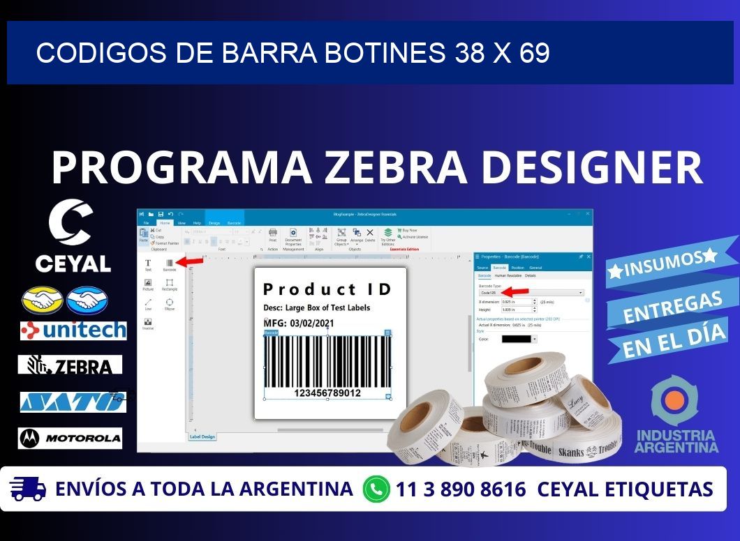 CODIGOS DE BARRA BOTINES 38 x 69