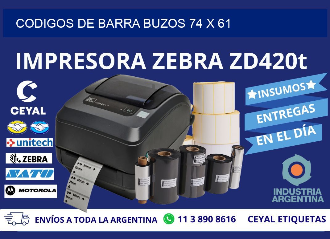 CODIGOS DE BARRA BUZOS 74 x 61