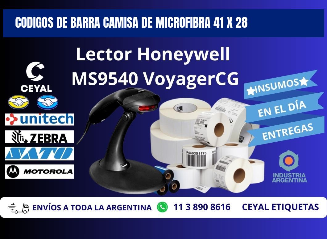 CODIGOS DE BARRA CAMISA DE MICROFIBRA 41 x 28