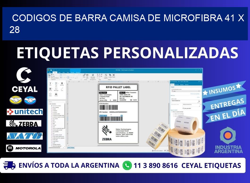 CODIGOS DE BARRA CAMISA DE MICROFIBRA 41 x 28