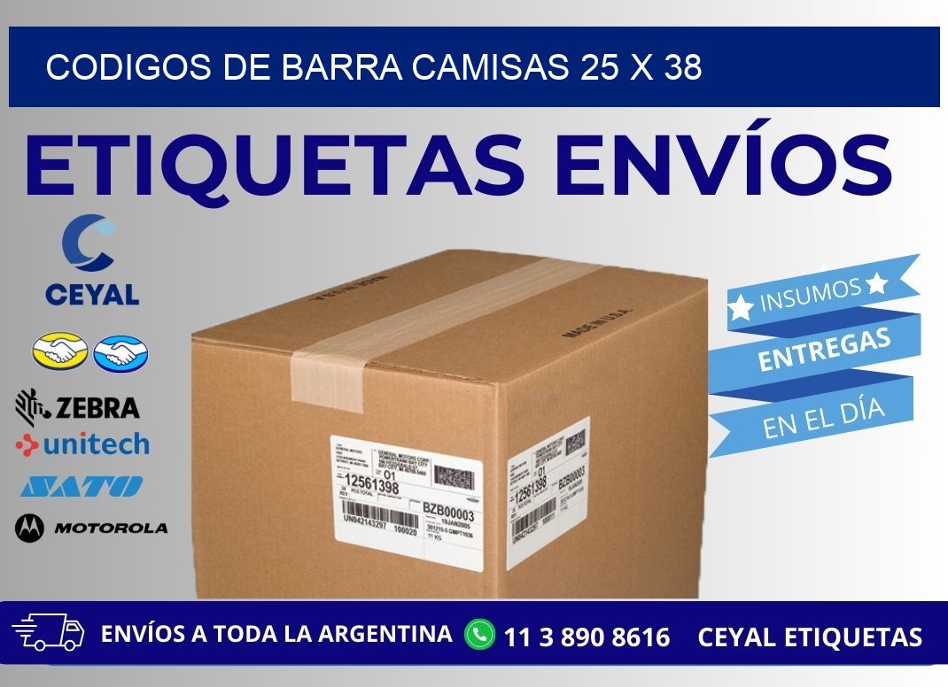 CODIGOS DE BARRA CAMISAS 25 x 38