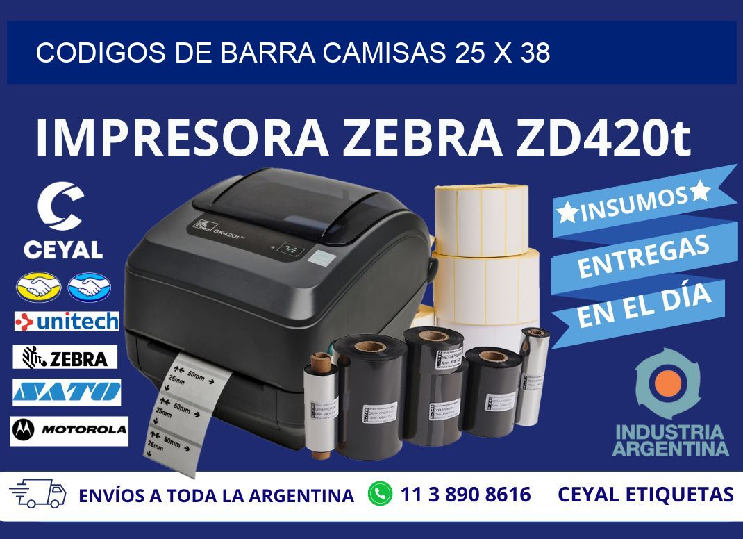 CODIGOS DE BARRA CAMISAS 25 x 38
