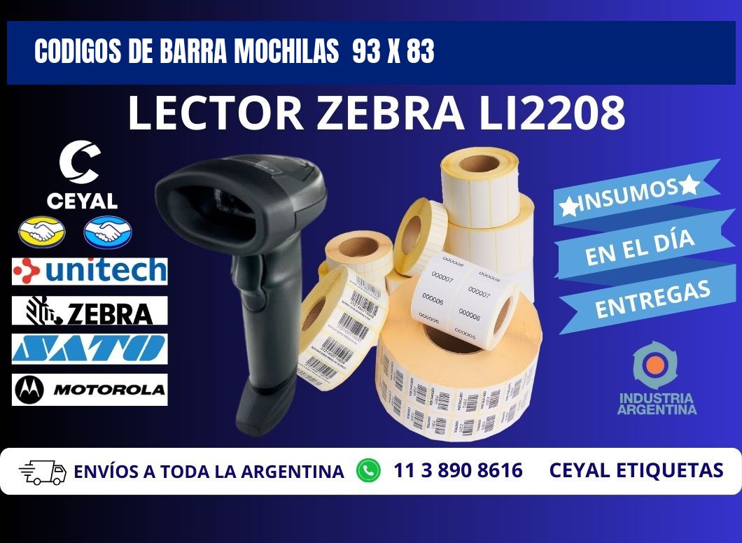 CODIGOS DE BARRA MOCHILAS  93 x 83