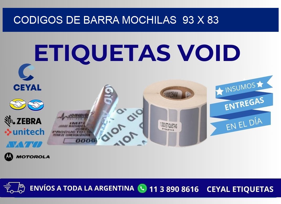 CODIGOS DE BARRA MOCHILAS  93 x 83