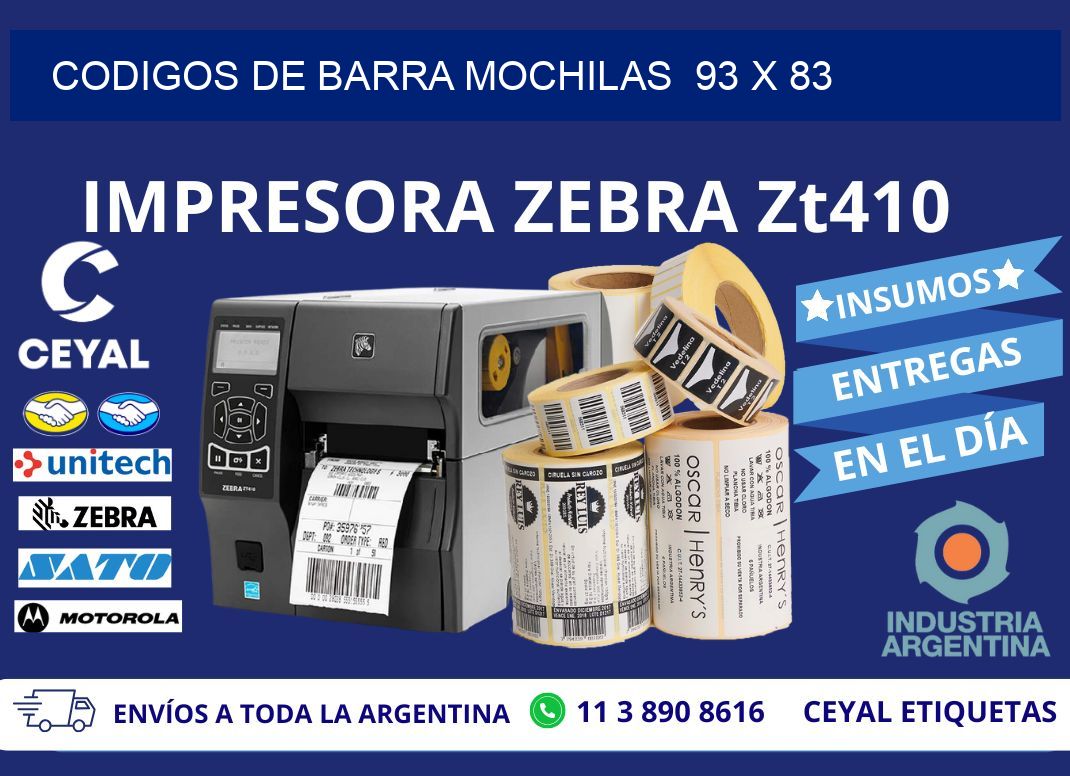 CODIGOS DE BARRA MOCHILAS  93 x 83