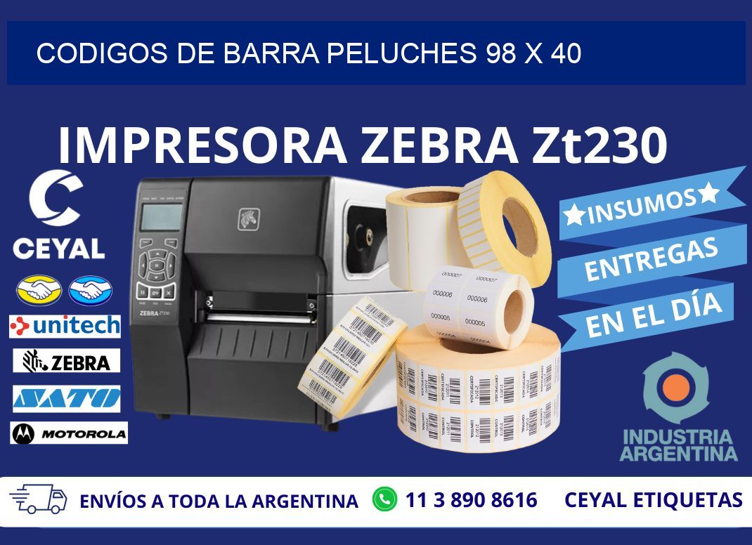 CODIGOS DE BARRA PELUCHES 98 x 40