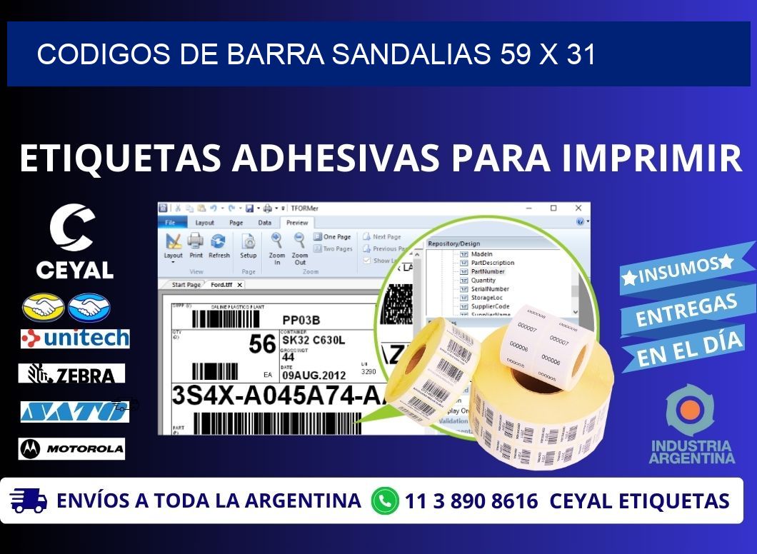 CODIGOS DE BARRA SANDALIAS 59 x 31
