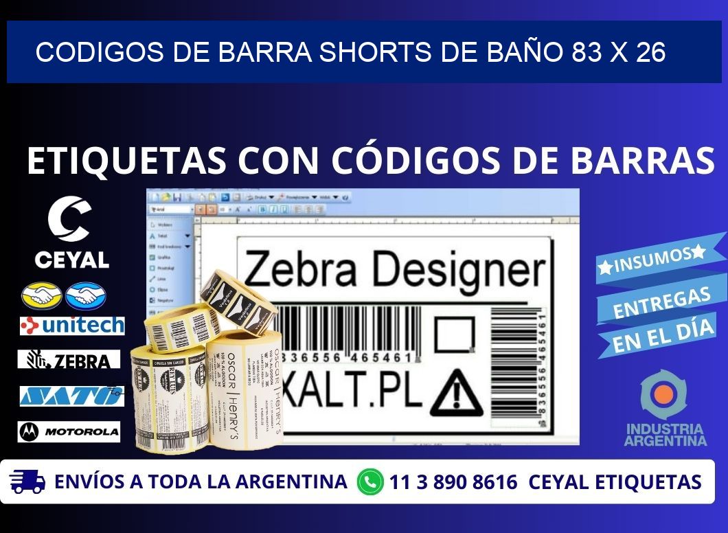 CODIGOS DE BARRA SHORTS DE BAÑO 83 x 26