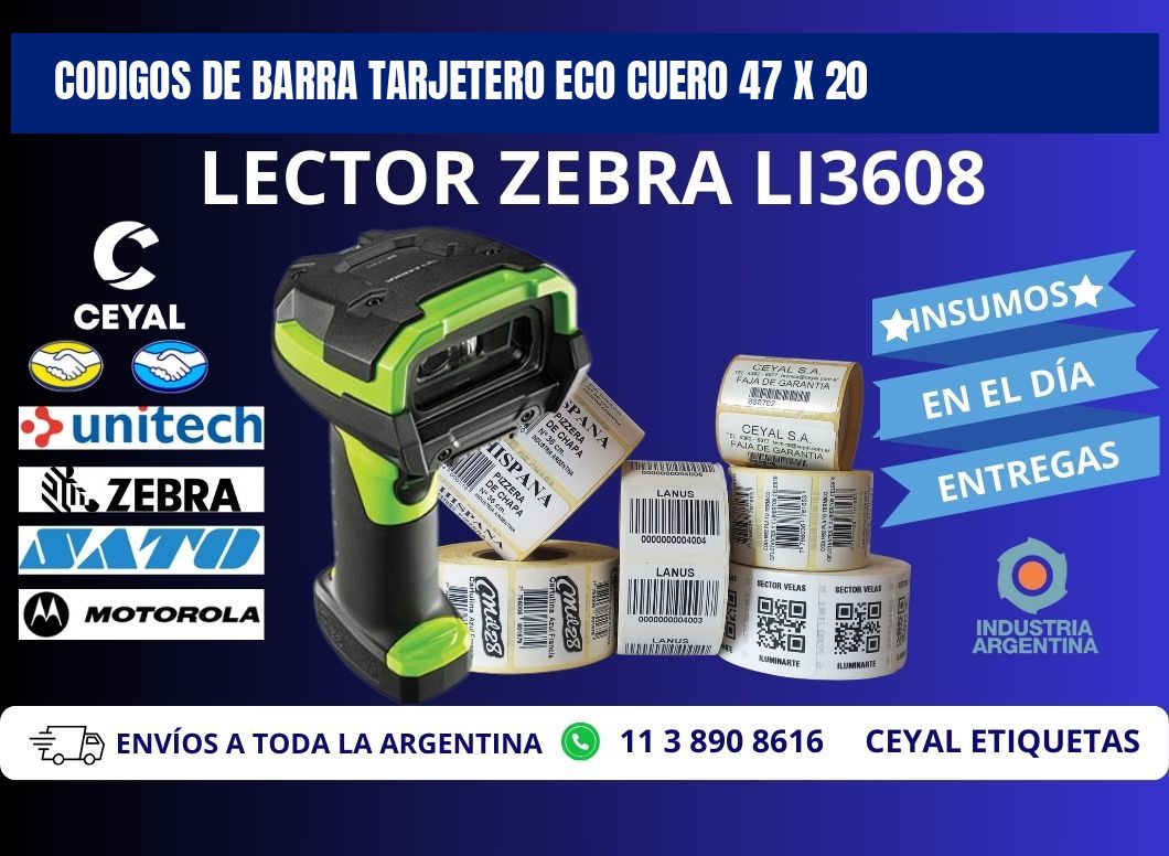 CODIGOS DE BARRA TARJETERO ECO CUERO 47 x 20