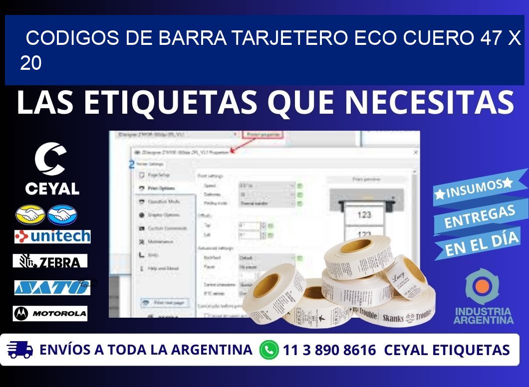 CODIGOS DE BARRA TARJETERO ECO CUERO 47 x 20