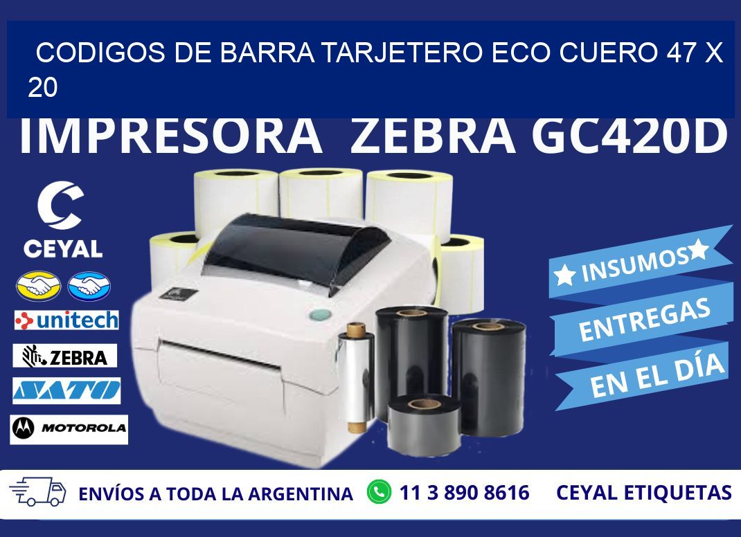 CODIGOS DE BARRA TARJETERO ECO CUERO 47 x 20