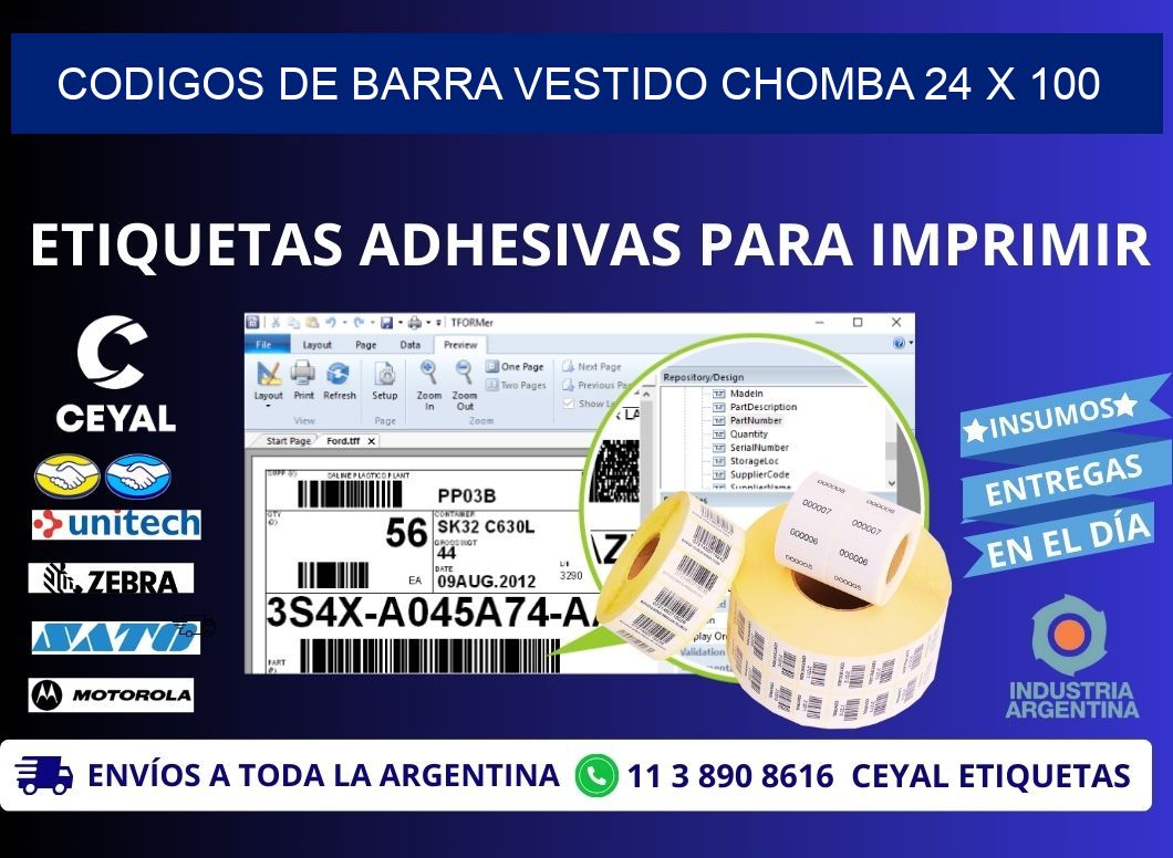CODIGOS DE BARRA VESTIDO CHOMBA 24 x 100