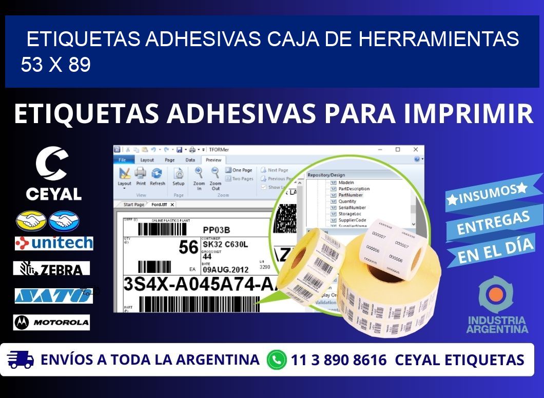 ETIQUETAS ADHESIVAS CAJA DE HERRAMIENTAS 53 x 89