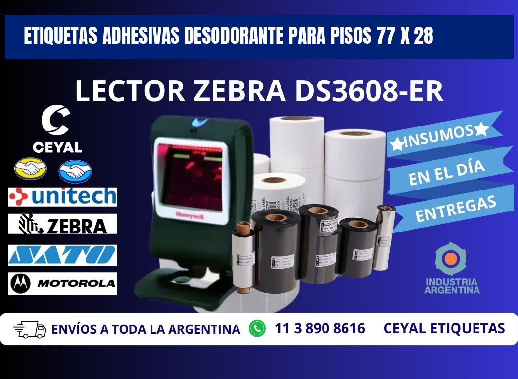 ETIQUETAS ADHESIVAS DESODORANTE PARA PISOS 77 x 28